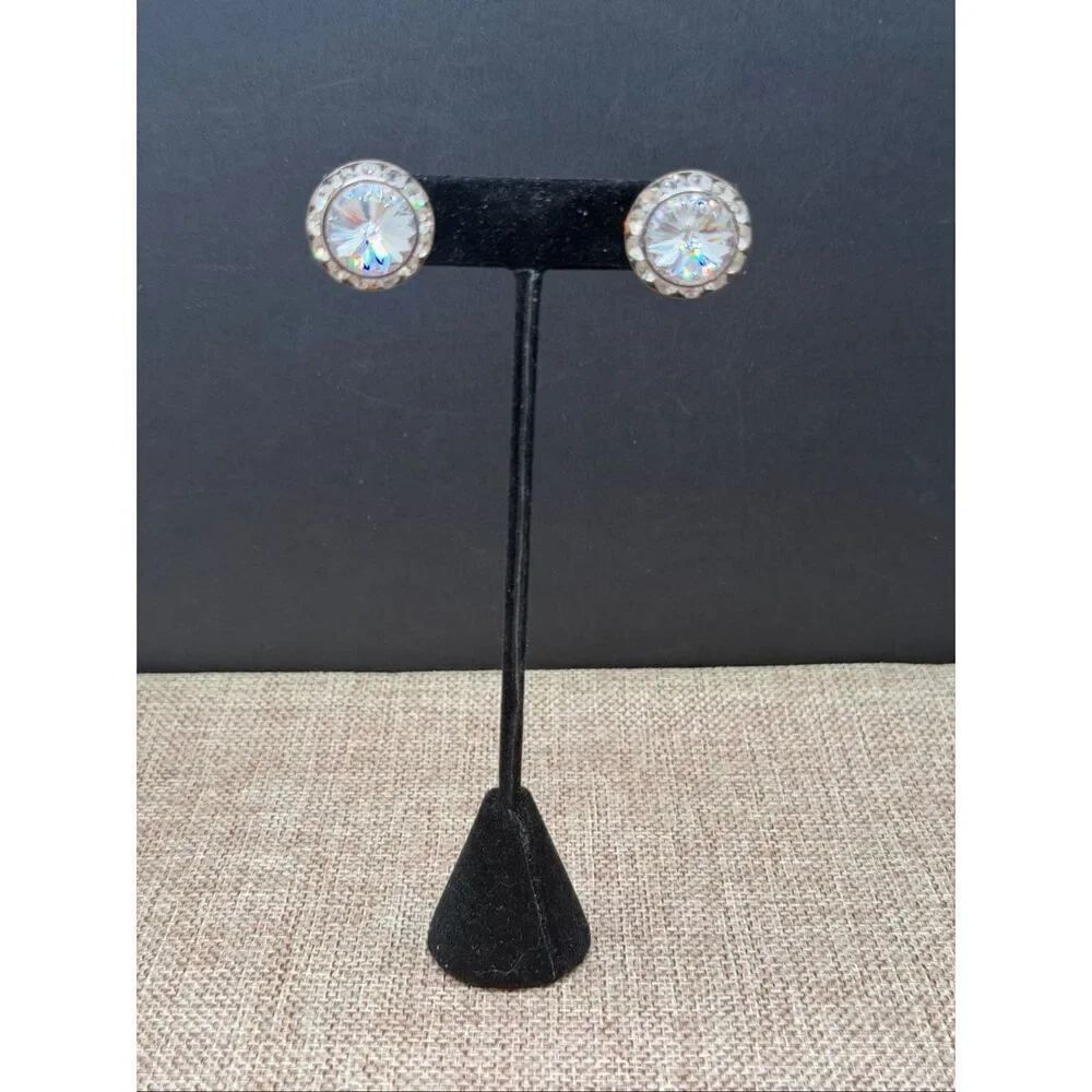 Large Crystal Statement Stud Earrings Round Rhinestone Posts